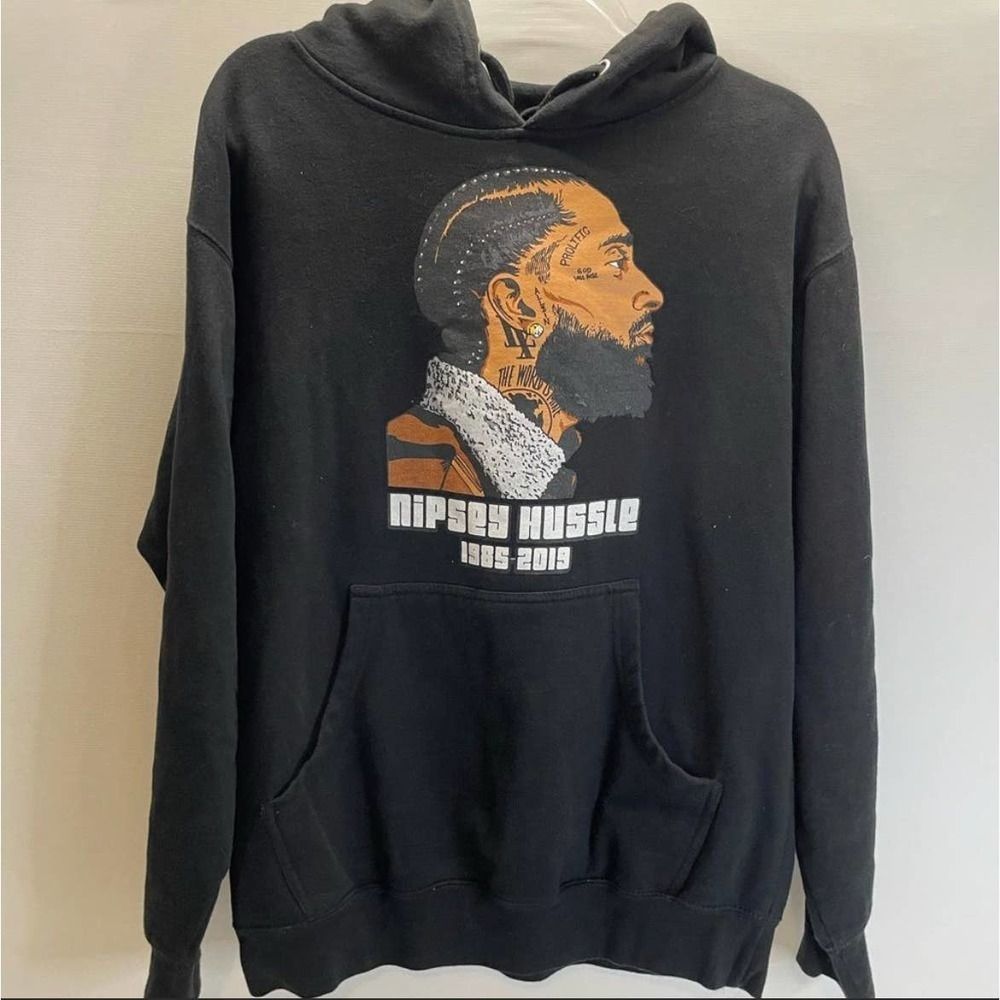 NIPSEY HUSSLE Hooded Sweatshirt HU$$LE Urban Hip Hop Rap Pullover Hoodie Men's